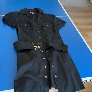 Guess Black Mini Dress with Gold Accents